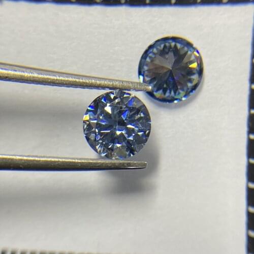 Meisidian 0.5Karat 5mm Brilliant Cut Sapphire Blue Moissanite Diamond For Ring