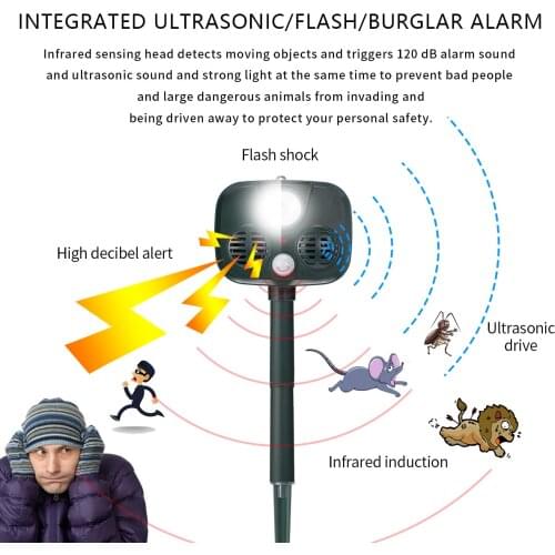 New solar outdoor burglar alarm animal sound wave drive