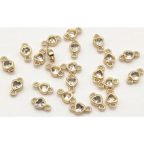 New Arrival! 10x5mm 100pcs Cubic Zirconia Heart Connectors for Handmade Necklace Earring DIY Parts,Jewelry Findings & Components