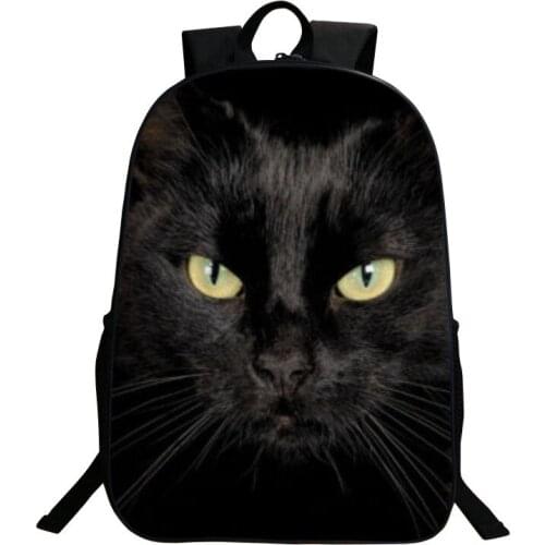 New Cool Black Cat Backpack Children Boys Girls Rucksack Cartoon Anime Animal School Bag 16inch Mochila Infantil