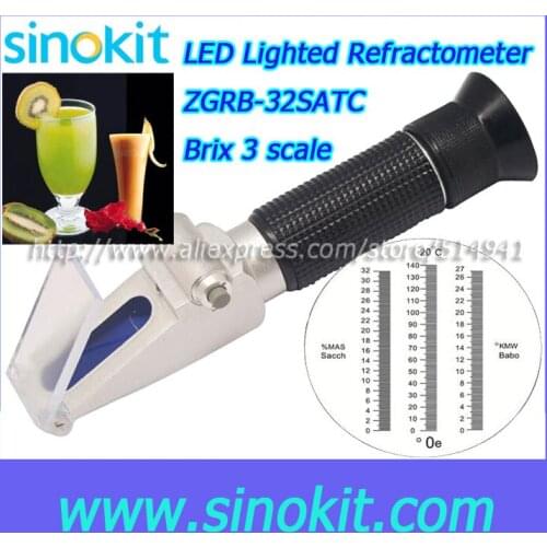 Wholesales 3 SCALE 0 - 140 'Oe, 0 - 27 KMW (Babo),0 - 32%Brix (Sacch.) brix Refractometer - ZGRB-32SATC