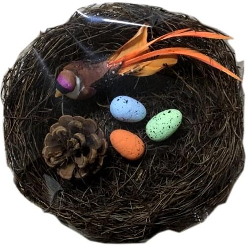 Birds nest made of native grape vines Photography props Pastoral and Easter decorations Nest + Egg + Bird + Pine Cone