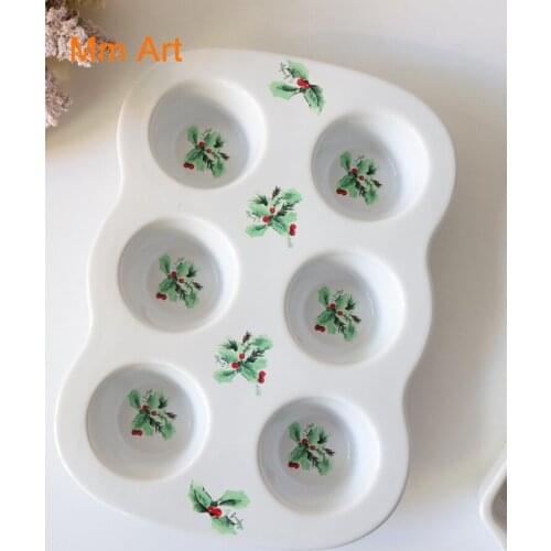 Christmas Berry Series Six Joint Mold Ceramic Ovenware Baking Pan Cake Mold Oven Special Use