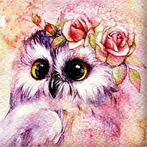 Pink Owl Rose Diamond Painting Round Full Drill Animal Cartoon Nouveaute DIY Mosaic Embroidery 5D Cross Stitch Home Decor Gifts