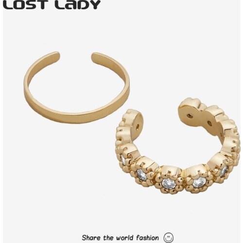 Lost Lady Korea New Crystal Ear Cuffs for Women No Piercing Female Fake Cartilage Earrings Trendy Clips On Ears Party Jewelry