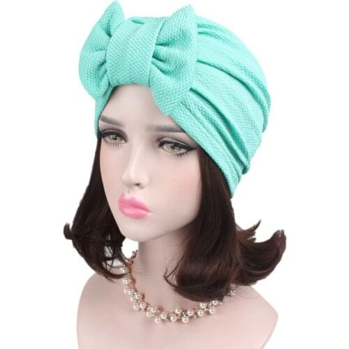 Europe and America Popular Hair Accessories Bowknot Women Turban Hats Cotton India Hat Turban Hats Muslim Inner Hijabs Hats