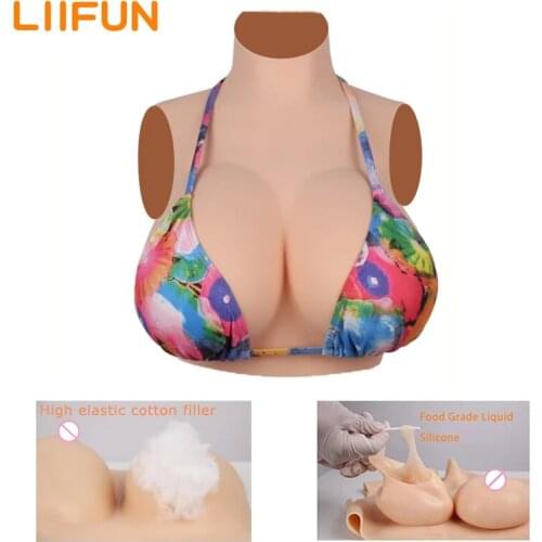 Liifun 5th Generation Skin Spot Silicone Breast Forms Realistic Fake Boobs for Crossdresser Drag Queen Shemale B C D F G Cup