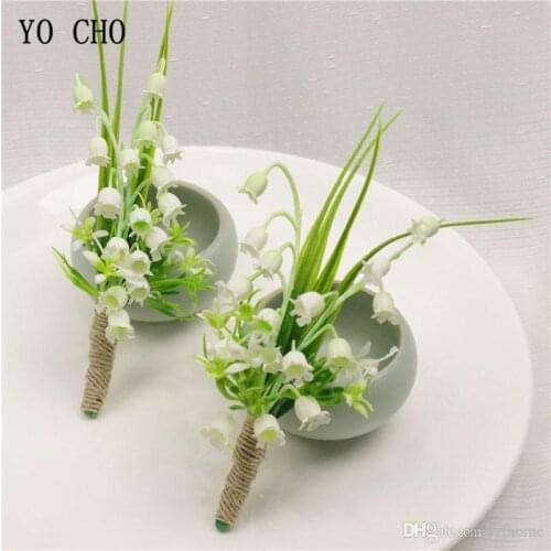 YO CHO Green Forest Wedding Boutonniere for Groomsmen Women Bracelet Corsage Pin Flower Wedding Planner Marriage Corsages Brooch