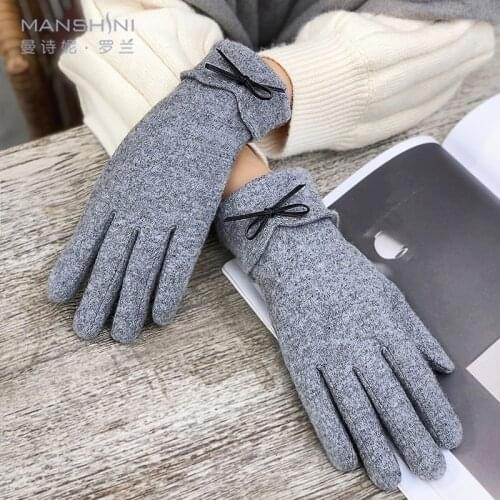 Wool blends gloves ladies add velvet thickening telefingers gloves winter warm student gloves touch screen winter gloves 0813