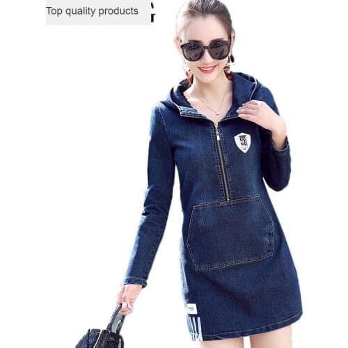 Women Jeans Dress New 2020 Spring Vintage Mini Sexy Hip Denim Dress hooded Casual Tops Bodycon Dresses Vestido Feminino LX113