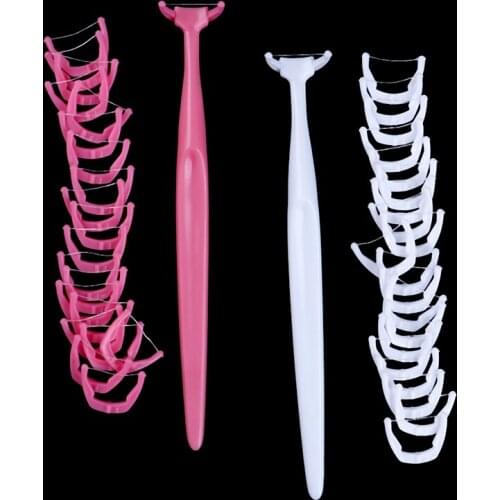 1 Holder & 20Pcs Dental Toothpick Flosser for Oral Deep Clean Tooth Thread Floss Pick Floss Picks Inter-dental Brush Teeth Stick