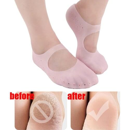 1Pair Silicone Insole Moisturizing Socks Heels Protector Anti Crack Foot Spa Socks Gel Shoes Insoles Feet Care Pedicure Socks