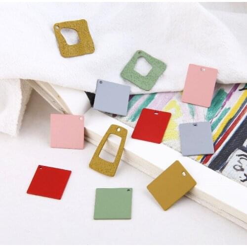 10pcs Wholesale Jewelry Geometry Earrings Alloy Matte Spray Color Rubber Paint Rhombus Rectangular Pendant Diy Ear Accessories