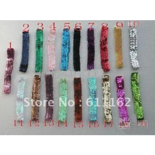 2018 hottest sale mix color 150pcs 1'' sequin headbands b aby headbands for girl stretch sequin headband Prevalent