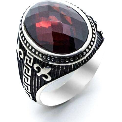 925 sterling Silver Red Zircon Stone Ring