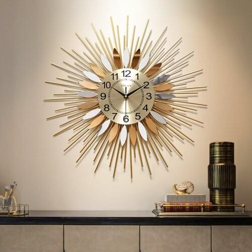 American Nordic Large Decorative Wall Clock Luxury Big Wall Clock Living Room Nordic Golden Silent Reloj Pared Home Decor BJ50WC