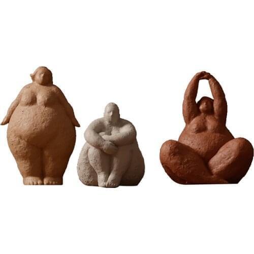 Abstract Fat Lady Figurines Vintage Woman Statue Tabletop Resin Crafts Gifts Home Decoration Ornaments Creative Figures