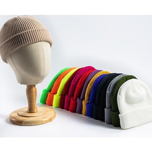 Free shipping Women Knitted Winter Melon Cap For Female Men Skull ski Hats Street Acrylic Unisex Solid Fisherman Beanies Hat