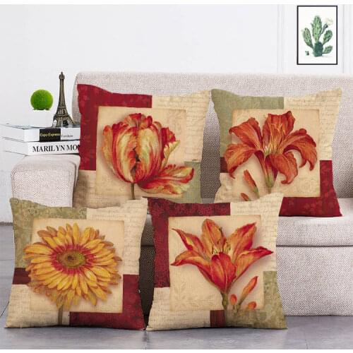 Flower Pattern Decorative Cushion Cover Pillow Pillowcase Polyester 45*45 Throw Pillows Home Decor Pillowcove T74