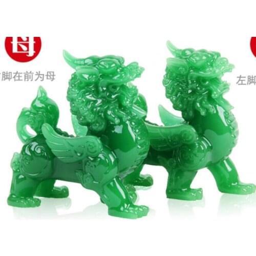 Decoration set furnishings sculpture crafts statue PI xiu presents 1pair Kirin arts and crafts Open light fortune home