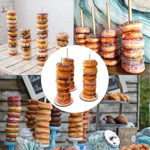 Wooden Donut Display Stand DIY Wall Dessert Rack Kids Birthday Party Baby Shower Wedding Decoration
