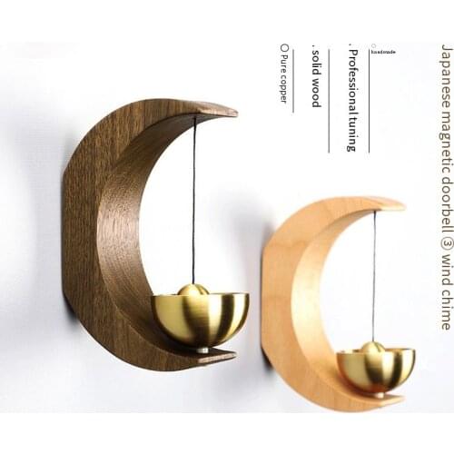 Door-type wind chime solid wood door reminder bell refrigerator pendant birthday present pure copper doorbell decoration
