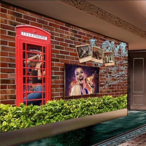 Custom mural Retro nostalgic European American style background mural living room restaurant Brick wall wallpaper