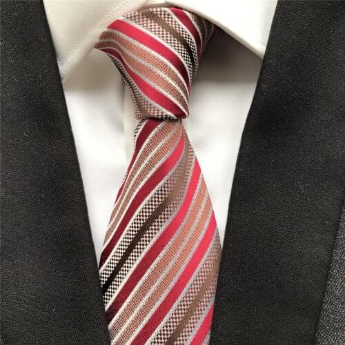 10 cm Width New Designer Mens Ties Jacquard Woven Neck Tie Fashion Red Stripes Gravatas Neckties