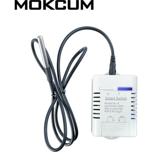 16A Wireless WIFI Intelligent Control Switch DS18B20 Temperature Monitor IoT for iPhone Android Temperature Controller