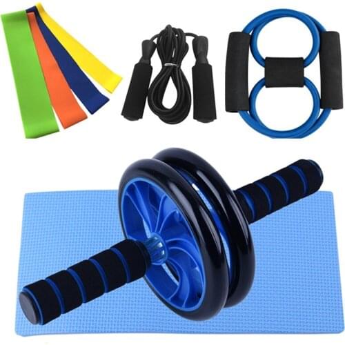 AB Wheel Roller Kit Abdominal Core Muscle Trainer Crossfit Equipment Gym Home Fitness Rubber Latex Resistance Bands Exercise