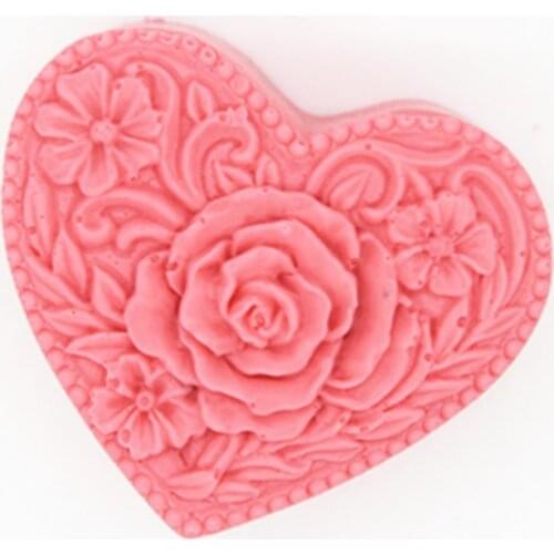 Small Heart Silicone Mold for Soap Making 3D Rose Flower Mould DIY Cake Decorating Handmade Soap Molds