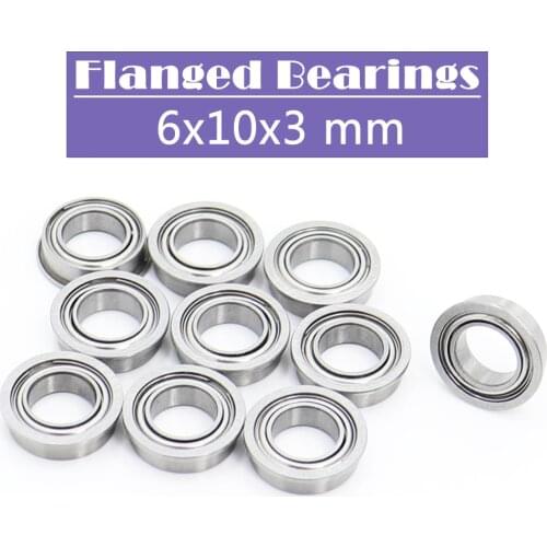 MF106ZZ Flange Bearing 6x10x3 mm ABEC-1 ( 10 PCS ) Miniature Flanged MF106 Z ZZ Ball Bearings