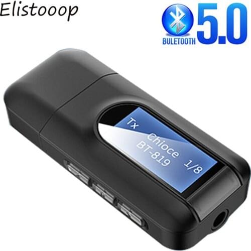 Mini 2in1 USB Bluetooth 5.0 Audio receiver transmitter with LCD screen 3.5mm Jack AUX USB wireless Adapter for TV car PC