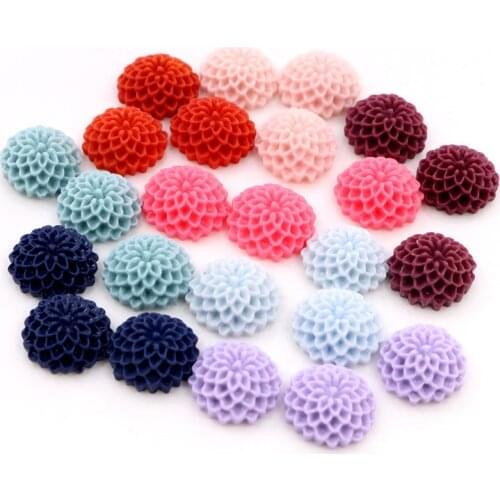 New Fashion 40pcs 12mm Mix Color Crack Style Flat Back Resin Flower Cabochons Cameo G7-12
