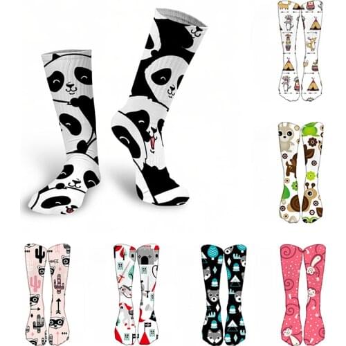 New Fashion 3D Printed Women Cotton Long Socks Cute Animal Girl Calf Socks Sports Cycling Hip Hop Unisex Funny Happy Knee Socks