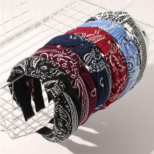 New Floral Print Women Headband Cross Knot Hair Hoop Wide Side Head Hoop Cloth Fabric Hairband Bow Headwrap Hair Accessories