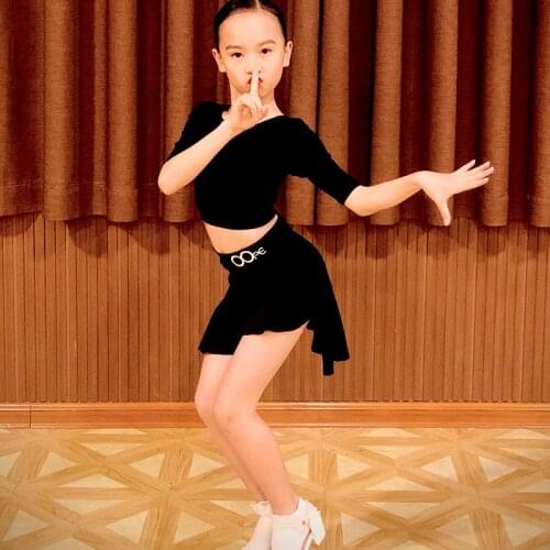 Latin Dance Practice Clothes For Girls Latin Tops/Skirt Black Suit Modern Rumba Salsa Dress Performance Costume Summer Wear 4175