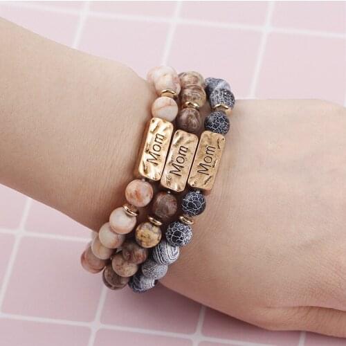 Natural Stone Beads Chain Mom Patience Necklace Yoga Charm Necklaces For Women Jewelry