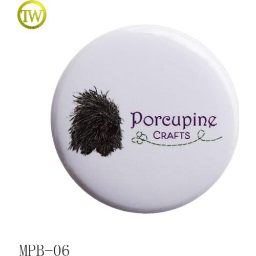 Custom round shape metal and plastic pin badges for garment