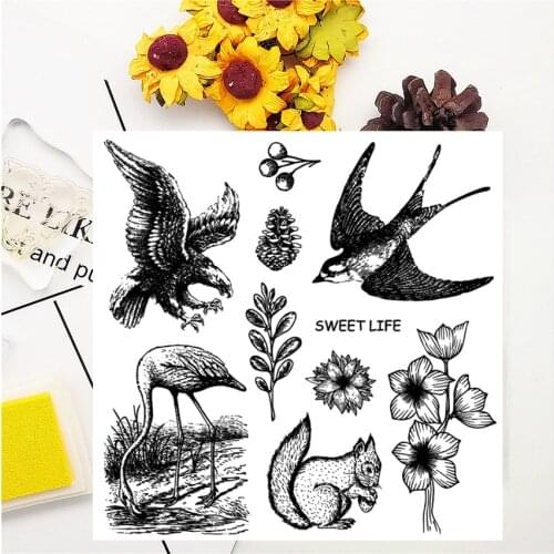 14*14CM Bird Transparent Clear Stamps / Silicone Seals Roller Stamp For DIY Scrapbooking Photo Album/Card Making