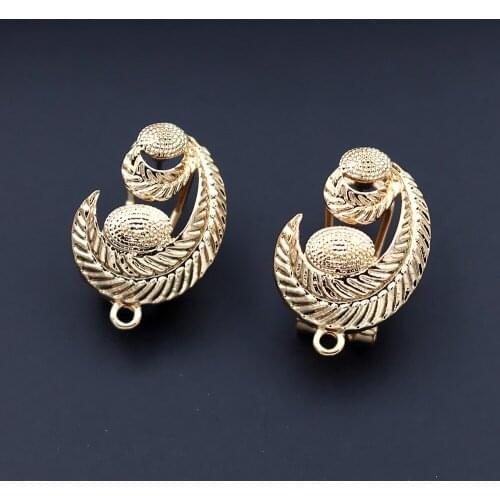 Earrings Post with Loop Hanger Filigree Flower Leaf Base DIY Metal Indian Nepalese Clip Stud Earrings Jewelry Findings 15x19mm