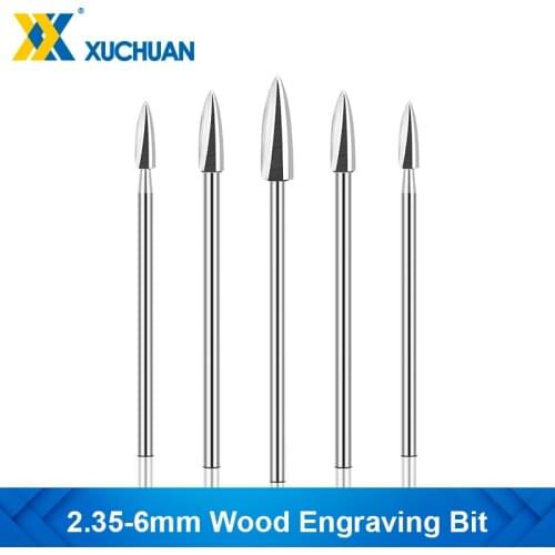 Wood Engraving Bit 2.35mm Shank Engraving Drill Bit 3 Flute 2.35-6mm Carbide Milling Cutter Woodworking Drilling Tools