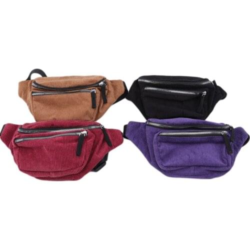 Corduroy Waist Bag designer Zipper Chest Bag Sport travel Girl Waist Belt Bags Fashion Phone Waist Pack for women