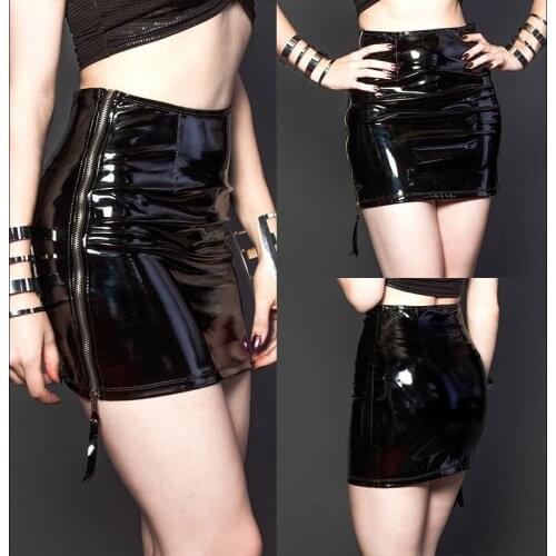 Plus Size S M L XL XXL PU Leather Skirt Sexy Women Slim High Waist Straight Black PVC Skirt Vinyl Latex Bondage Clubwear Clothes