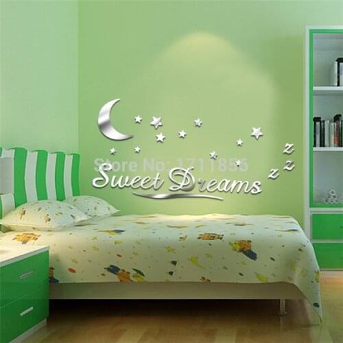 Sweet dream Mirror wall sticker , acrylic creative decorative mirror sticker , 3d acrylic wall mirror sticker
