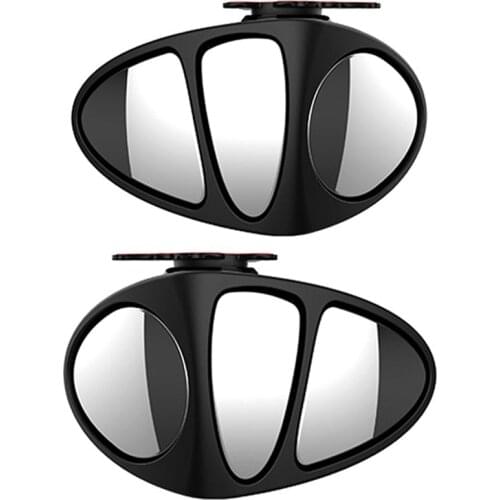 NEW-2 Pcs 3 in 1 360 Degree Rotation Three Sided Blind Spot Mirror Reversing Blind Spot Convex Mirror, Right & Left