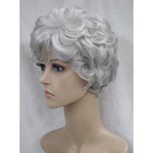 Zhaoxia++01579@Q8+++Fashion Light Gray Mixed Short Middle-aged / Older Women Ladies Wig H-TLD005