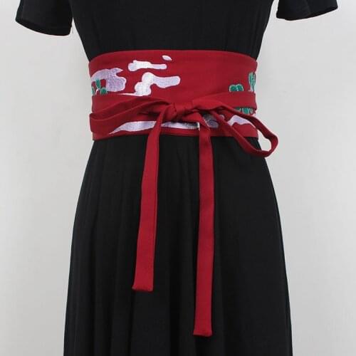 SeeBeautiful Simple Bandage Embroidery Waist Seal Wide Belts Women Spring 2021 Summer New Fashion Tide E210