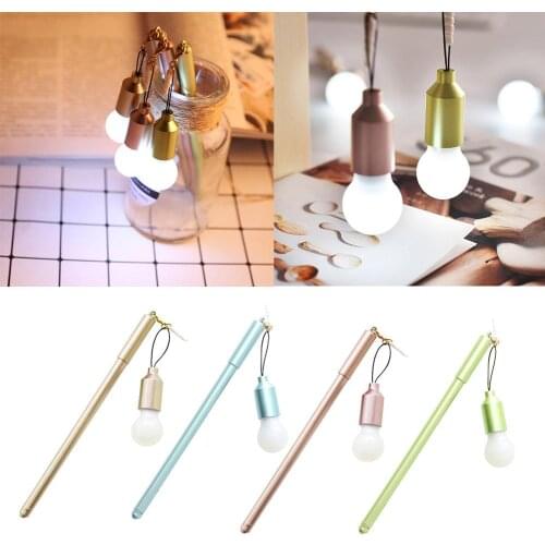 0.38MM Multifunctional Innovative Dustproof Plug Light Bulb Neutral Pen Black Pen Student Child Sign Pen School Office Supplies