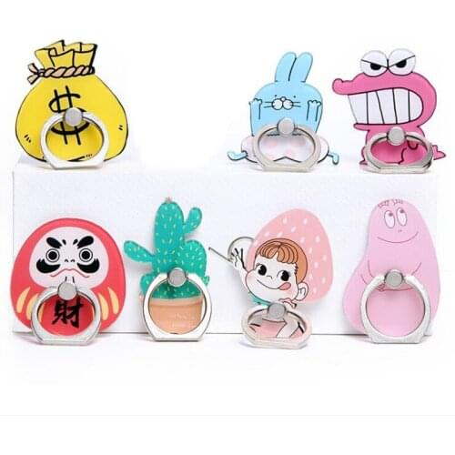 2020 New Arrival 1 Piece Universal Metal Finger Ring Holder Stand Cute Cartoon Cactus Purse Animal Series Smartphone Holder Ring